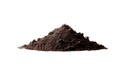 A finely textured dark brown pile of organic material creating an ideal visual for gardening, planting, or natural product packaging and food photography applications.