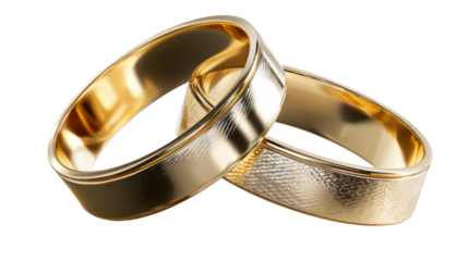 Interlocking golden wedding bands symbolizing eternal love and commitment for luxurious jewelry advertisements and anniversary celebration promotions