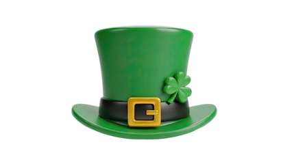 Green Leprechaun Hat with Shamrock and Gold Buckle
