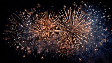 Obraz premium Golden Sky Burst: Vibrant Fireworks Celebration Night Display