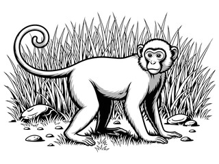 Monkey Grassy Background