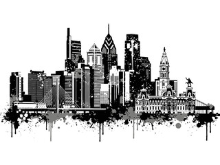 Philadelphia Skyline Grunge