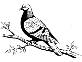 Pigeon Tree Branch Vector.