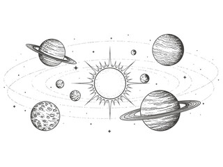 Planets and Sun Vector