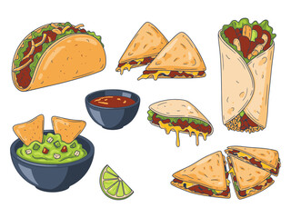 Set Of Mexican Food Vector