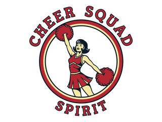 Vintage Style Logo Cheerleader