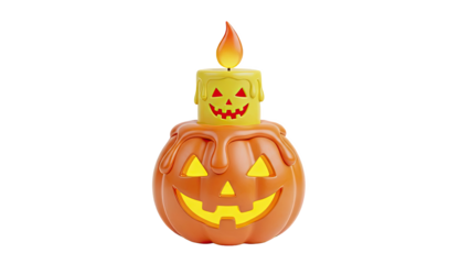 Halloween Jack-o'-lantern Candle with Glowing Face