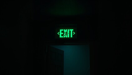 Green Exit Sign Above Door
