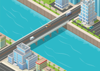 isometric urban area with skyscrapers