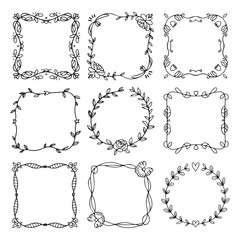 Obraz premium Hand-Drawn Whimsical Romantic Frames & Borders Collection