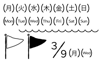 手描きの曜日表記の素材セット