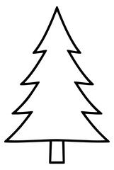 Obraz premium Hand drawn line art illustration of a Christmas tree depicting a simple festive design for Christmas and winter celebrations