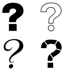 Modern question mark symbol set featuring solid, line art, stylized, and segmented designs for query and help topics