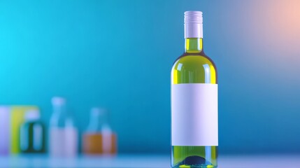 Sophisticated bottle of premium wine elegantly displayed on polished wooden tabletop with subtle lighting.