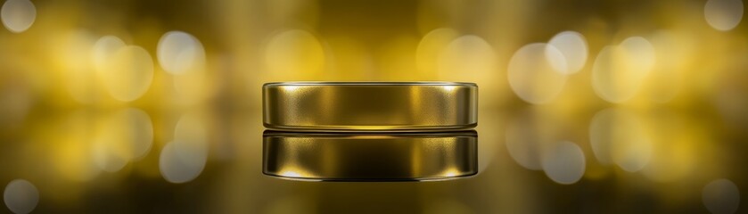 Lustrous gold ring displaying exquisite craftsmanship with gleaming surface on softly blurred background for elegant presentation.