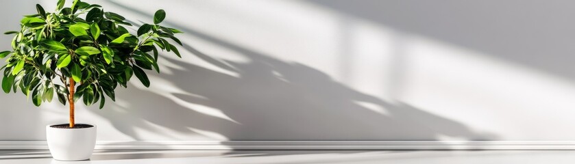 Vibrant green houseplant thriving in elegant white ceramic pot perfect modern minimalist indoor decor on bright white floor.