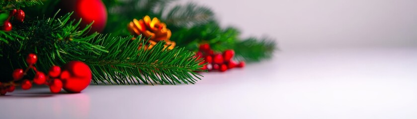 Festive christmas tree closeup showcasing radiant red ornaments and sparkling lights evoking holiday spirit and winter cheer.