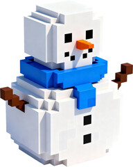 복셀 블록 눈사람 캐릭터 겨울 시즌 요소