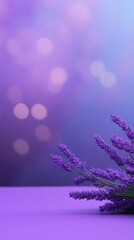 Vibrant lavender blooms gracefully arranged against a rich purple backdrop evoking serenity and natural beauty.
