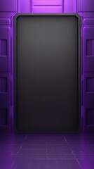 Minimalist interior design of vibrant purple room featuring striking black door and cohesive purple walls creating serene ambiance.