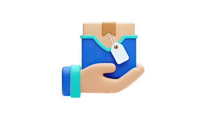 Hand Holding a Package with a Tag