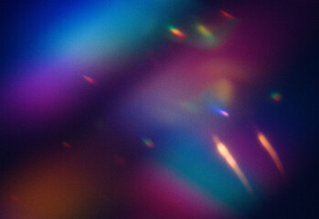 Abstract gradient background with vivid multicolored light flares and soft bokeh specks, a dreamy cosmic texture ideal for creative design, digital art, branding, and wallpaper