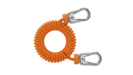 Orange Coil Lanyard with Carabiner Clips