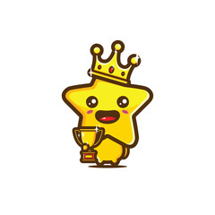 cute chibi star champion mascot