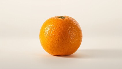 Fresh Whole Orange with Glossy Peel on White Background