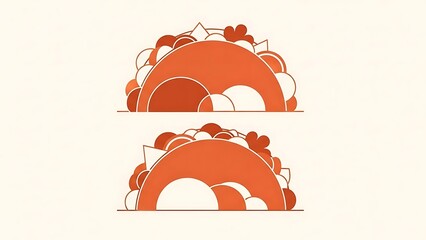 Abstract geometric illustration of a taco shape with layered elements and warm color palette