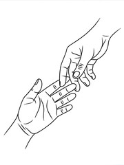 Line Drawing of Open Hands Reaching for Connection: Symbolizing Support, Trust, and Compassion in Human Interaction