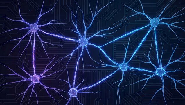 Conceptual illustration of neural network connections and brain activity - Powered by Adobe