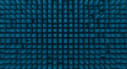 Abstract visualization showing numerous identical geometric forms arranged in a tight, endless repeating pattern, volume, design, precise