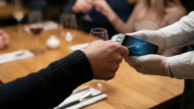  Instant payment NFC concept. Contactless payment urban cafe setting highlights instant NFC technology modern lifestyle and culture, showcasing seamless integration todays urban