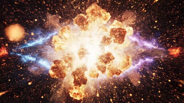 Fiery eye portal exploding in energy animation sequence