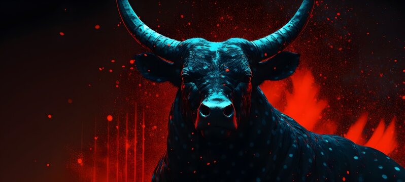Pointillist grunge design of minotaur monster with abstract dotted pattern,generative AI