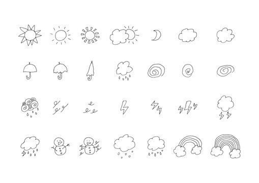 天気の手描きイラストセット