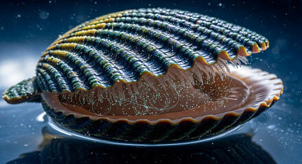 Open clam shell on wet surface