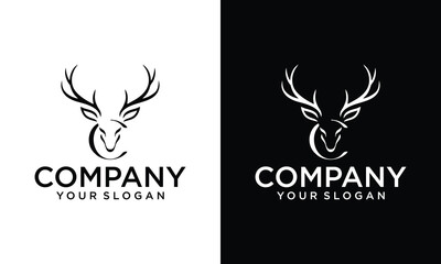 Creative Elegant Letter C Deer Logo Design Vector.