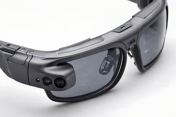 Close-up of Dark Smart Glasses with Integrated Camera