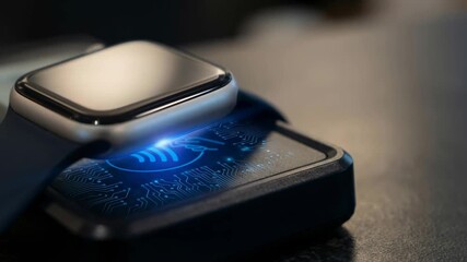  Instant payment NFC concept. Wearable Tech Device Enables Instant Payment Through NFC for Active Lifestyle with Smartwatch Integration - Powered by Adobe