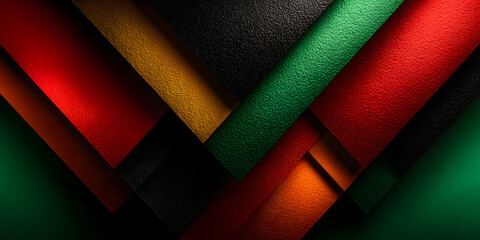 Banner with colors of african flag on a green background, for black history month, juneteenth, keti koti or remembrance abolition.