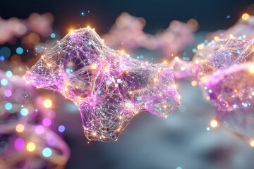 Abstract colorful molecular structure with glowing nodes and intricate connections, representing the beauty of science and technology in modern digital art and graphics.