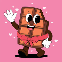 Cute Chocolate Bar Mascot with Red Bow