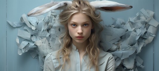 realistic photo of lady rabbit,generative AI