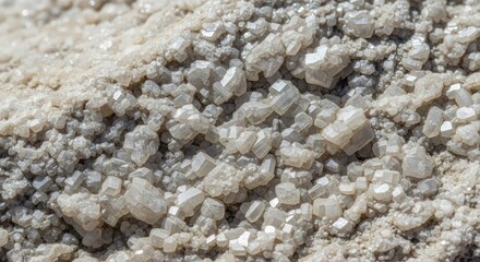 Close-up view of a crystalline structure, possibly mineral formations, showcasing a textured surface. The crystals appear to be cubic or rectangular, with variations. 