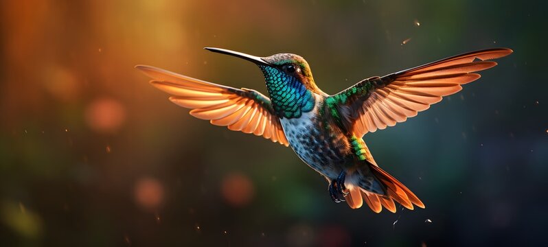 realistic photo of a glossy humming bird ,generative AI