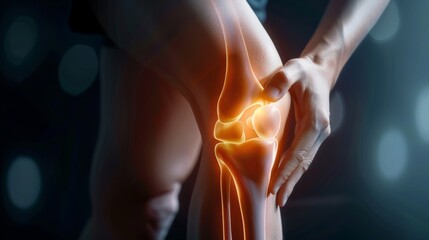 Knee Pain and Osteoarthritis Concept with Medical Anatomy and Inflammation Highlight