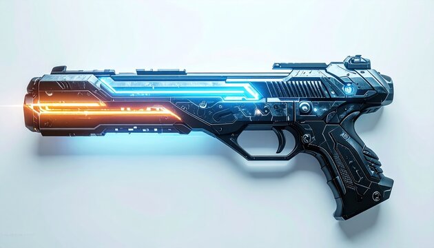 Futuristic Sci-Fi Energy Pistol with Glowing Barrel.