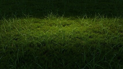 Lush green grass with soft light filtering through, creating a serene and natural texture.